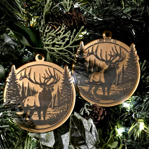 Bull Elk Christmas Ornament (Lake City Option)