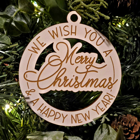 White Wood Merry Christmas Ornament