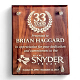 Custom Walnut Award Plaque (6x8 & 8x10) | Employee Recognition & Engraved Awards