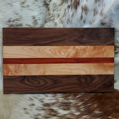 Walnut, Maple, and Padauk Cutting Board