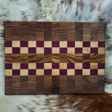 Walnut, purple heart, maple, zebrawood quilt board